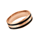 Rose gold ring with a polished finish, featuring a sleek black enamel inlay and subtle Daniel Wellington engraving.
