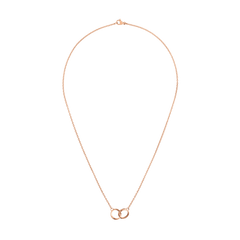 Elan Unity Necklace rose gold with delicate chain and two interlocking circles, minimalist jewellery for women.
