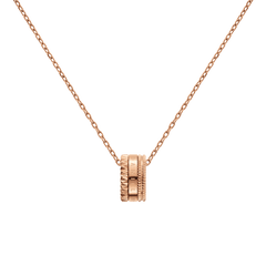 Elevation Necklace in rose gold featuring a sculpted geometric ring pendant with intricate detailing on a fine adjustable cable chain.