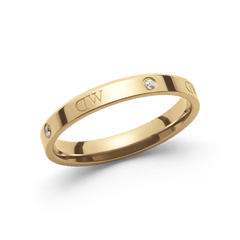 Gold Classic Lumine Ring with sparkling crystals and subtle DW engravings, slim band, elegant and timeless jewellery.