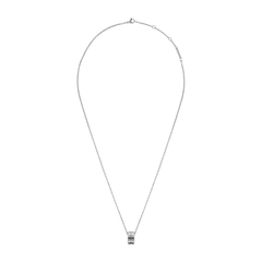 Elan Necklace Silver with a polished ring pendant on a fine, adjustable stainless steel chain displayed against a plain background.