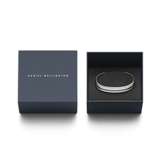 Daniel Wellington Emalie Bracelet in polished silver-tone stainless steel and satin white enamel, elegantly presented in a signature gift box.