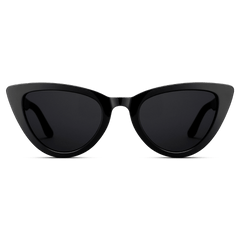 Lynx Bio-Acetate Black sunglasses featuring a bold cat eye silhouette with glossy black frames and dark lenses.