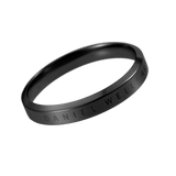 Sleek black stainless steel ring with a matte finish and engraved Daniel Wellington branding.