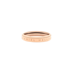 Classic Ring Rose Gold by Daniel Wellington featuring a slim, polished rose gold band with subtle engraved branding along the outer edge.