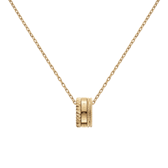 Polished gold Elevation Necklace featuring a geometric-inspired pendant with intricate detailing and a fine cable chain.