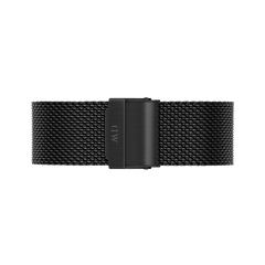 Black stainless steel mesh watch strap with a secure clasp, designed for the Classic Mesh Onyx Black timepiece.