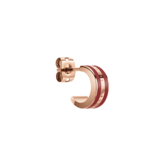 Single Emalie earring in rose gold with a cherry blush enamel stripe and engraved Daniel Wellington branding, shown with a stud fastening.