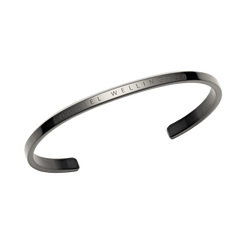 Graphite Daniel Wellington Classic Bracelet featuring a slim, polished stainless steel open cuff with an engraved logo and minimalist design.