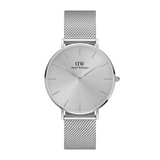Petite Unitone Silver women’s watch by Daniel Wellington with a polished silver mesh strap and minimalist round dial.