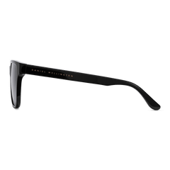 Sleek black rectangular bio-acetate sunglasses with gold Daniel Wellington branding on the arm and a contemporary, minimalist profile.