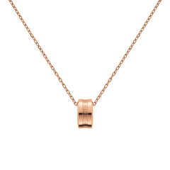 Elan Necklace Rose Gold featuring a minimalist polished ring pendant with subtle engraving on an adjustable rose gold chain.