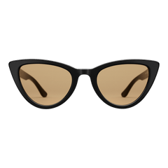 Cat eye sunglasses with sleek black bio-acetate frames and yellow-tinted nylon lenses, shown from the front.