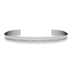 Daniel Wellington Elan Bracelet Silver with a slim, open cuff design, polished stainless steel finish, and subtle engraved branding.
