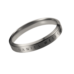 Sleek graphite stainless steel ring with a polished finish and the Daniel Wellington logo engraved along the band.